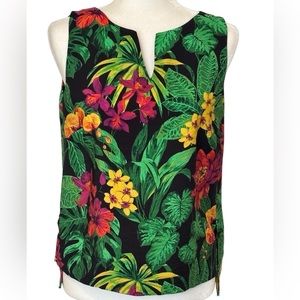 PANAMÁ JACK Green Tropical Sleeveless Top Size Medium